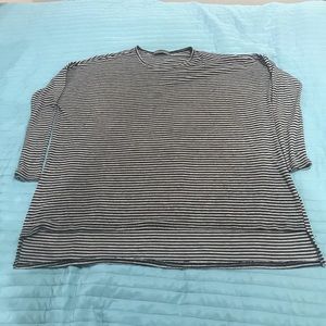 Gray and black striped long-sleeved shirt